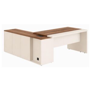 Móveis para Escritório Mesa de Escritório em L com Armário Integrado e Gaveteiro - 1,82x,1,80 – Elegância e Performance - 34602