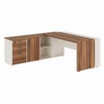 Móveis para Escritório Mesa de Escritório em L com Armário Integrado e Gaveteiro - 1,82x,1,80 – Elegância e Performance - 34602