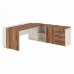 Móveis para Escritório Mesa de Escritório em L com Armário Integrado e Gaveteiro - 1,82x,1,80 – Elegância e Performance - 34602