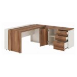 Móveis para Escritório Mesa de Escritório em L com Armário Integrado e Gaveteiro - 1,82x,1,80 – Elegância e Performance - 34602