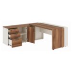 Móveis para Escritório Mesa de Escritório em L com Armário Integrado e Gaveteiro - 1,82x,1,80 – Elegância e Performance - 34602