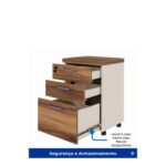 Móveis para Escritório Gaveteiro Móvel para Escritório com Chave -0,68x0,46x0,40cm - Organização e Segurança no Estilo - 34313