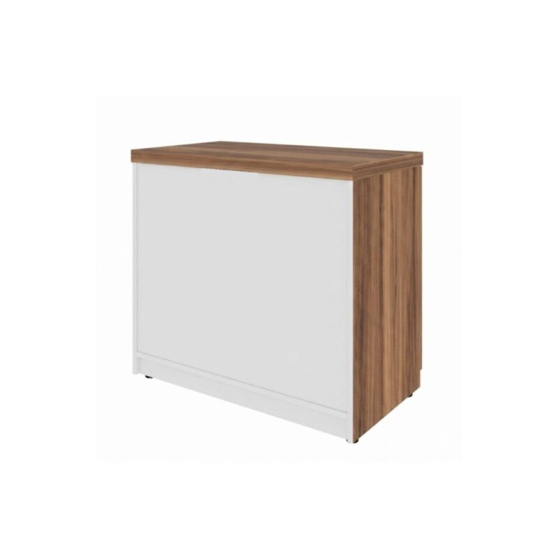 Móveis para Escritório Armário de Escritório Baixo com Chave e 2 Portas e Prateleira Interna- 0,80x0,74x0,45cm - Nogal Sevilha / Champanhe - 34311