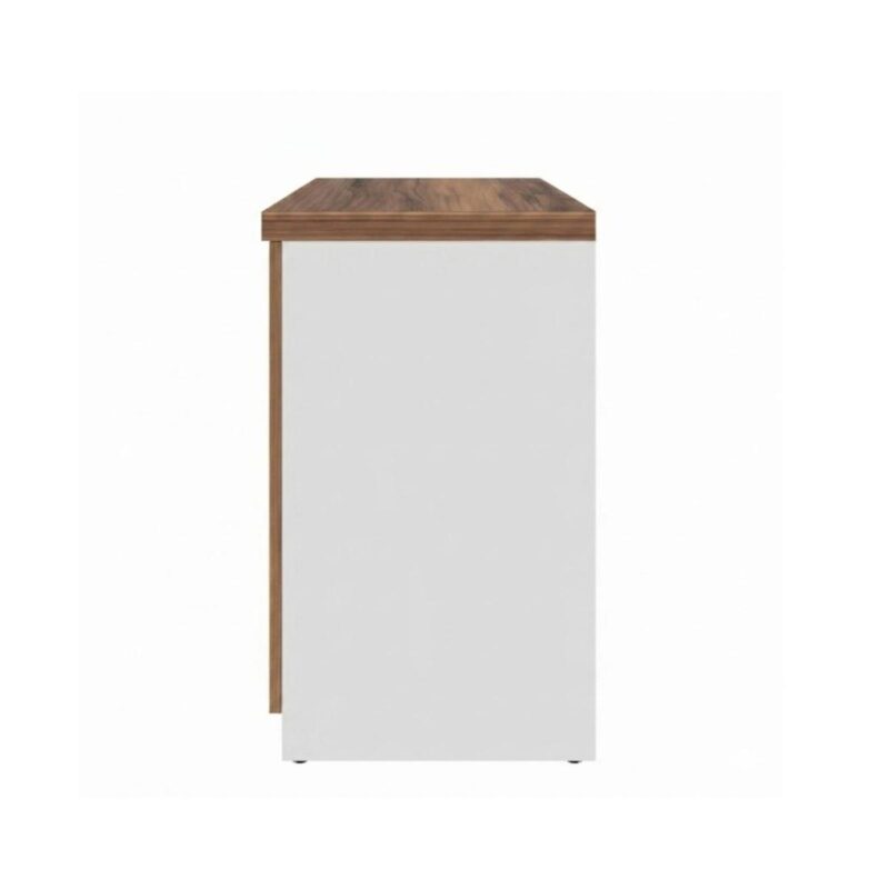 Móveis para Escritório Armário de Escritório Baixo com Chave e 2 Portas e Prateleira Interna- 0,80x0,74x0,45cm - Nogal Sevilha / Champanhe - 34311