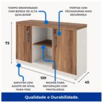 Móveis para Escritório Armário Baixo Credenza – 1,20×0,73X0,45m NOGAL SEVILHA/BRANCO - 34312