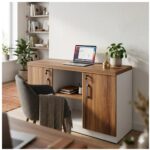 Móveis para Escritório Armário Baixo Credenza – 1,20×0,73X0,45m NOGAL SEVILHA/BRANCO - 34312