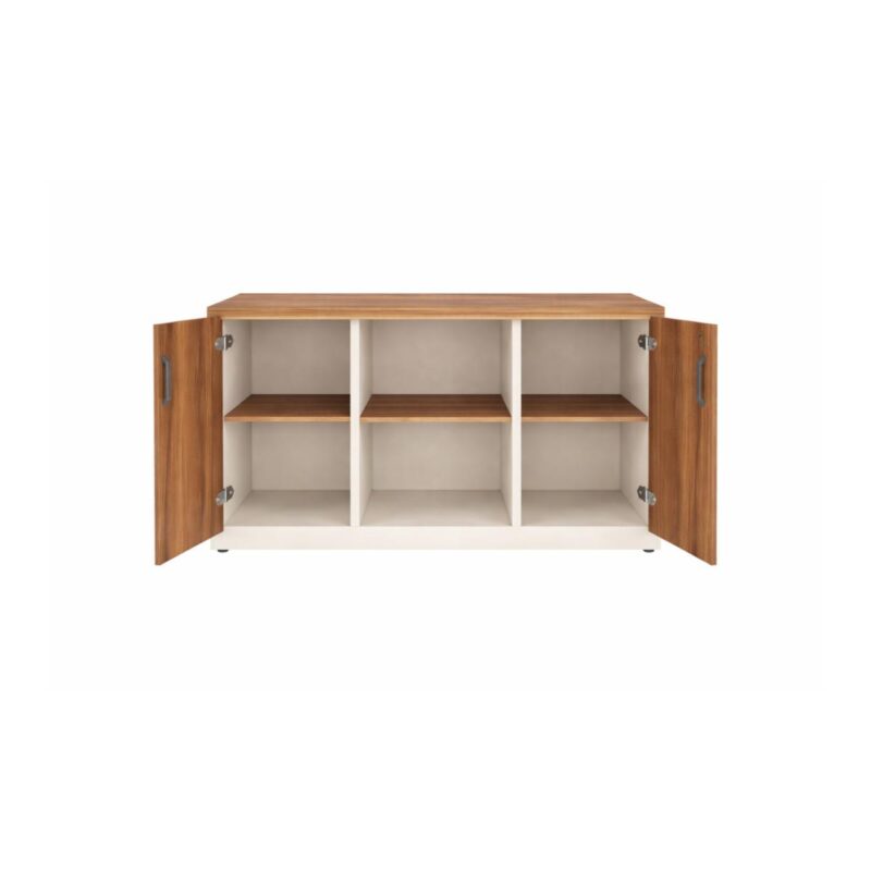 Móveis para Escritório Armário Baixo Credenza – 1,20×0,73X0,45m NOGAL SEVILHA/BRANCO - 34312