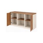 Móveis para Escritório Armário Baixo Credenza – 1,20×0,73X0,45m NOGAL SEVILHA/BRANCO - 34312