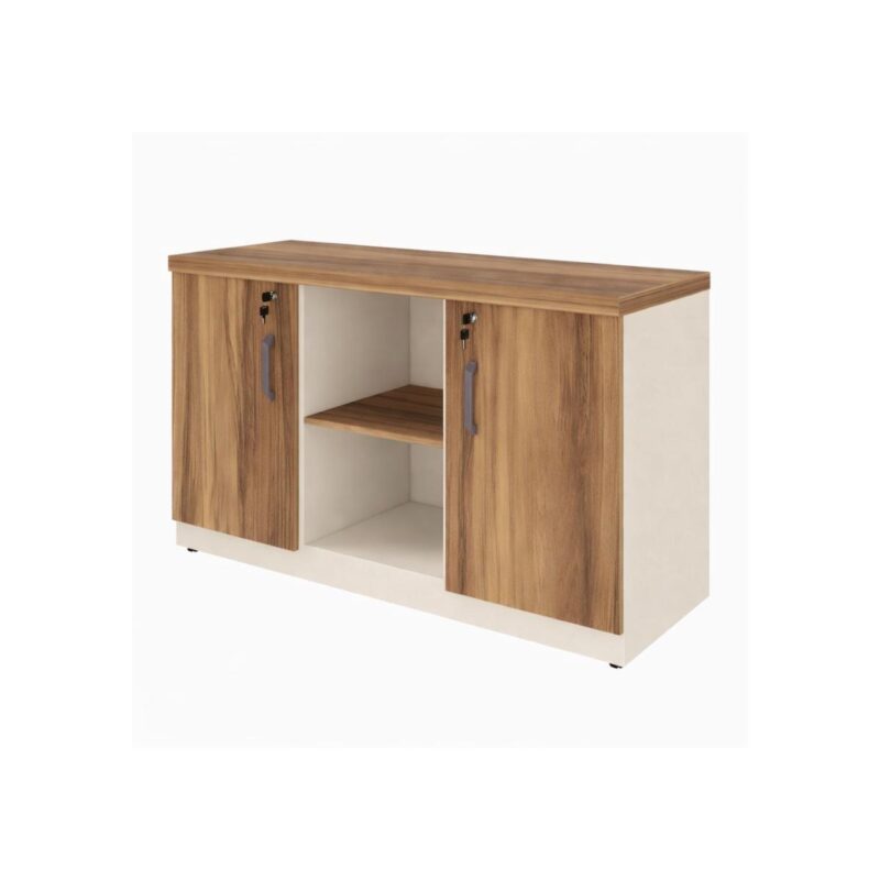 Móveis para Escritório Armário Baixo Credenza – 1,20×0,73X0,45m NOGAL SEVILHA/BRANCO - 34312