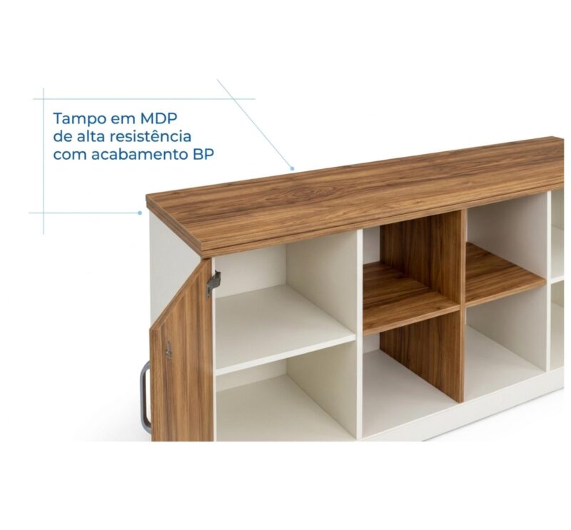 Móveis para Escritório Armário Organizador para Escritório e Home Office com Portas, Chave e Prateleiras 1,60x0,73x0,45m - 34502
