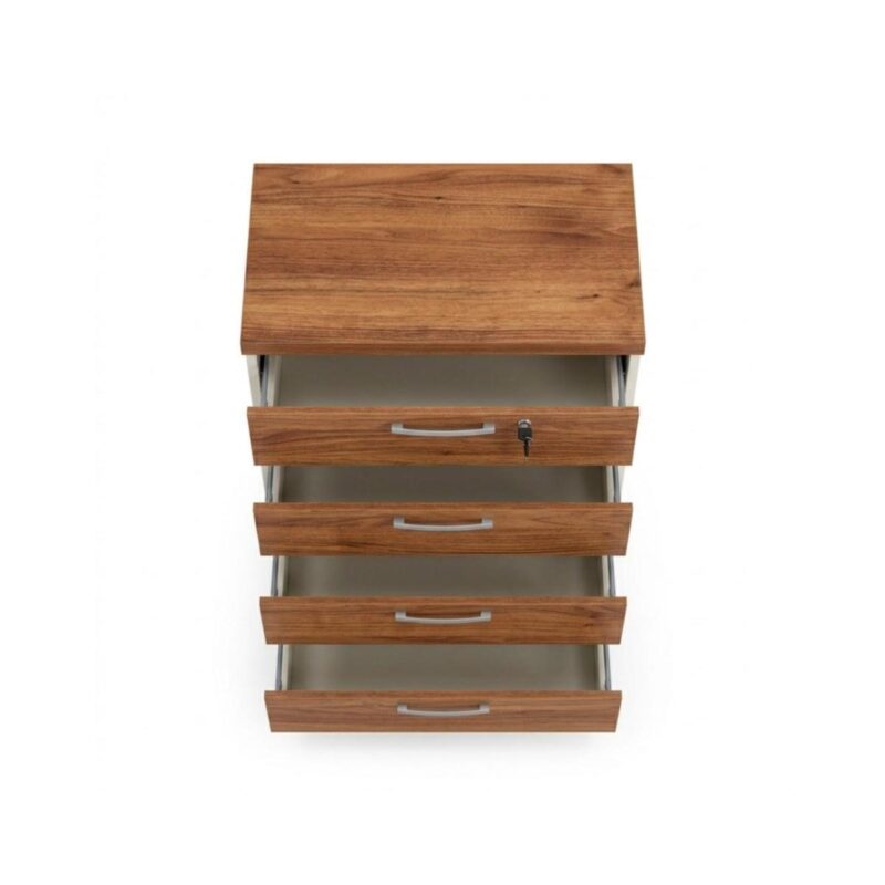 Móveis para Escritório Arquivo para Escritório 4 Gavetas com Chave e Suporte para Pasta Suspensa - Gaveteiro Organizador 127x46cm - 34314