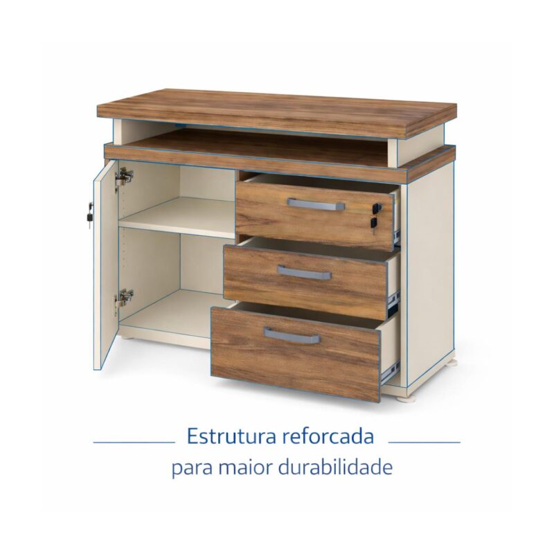 Móveis para Escritório Gaveteiro e Armário Organizador de Documentos com Chave para Escritório e Home Office - 34422