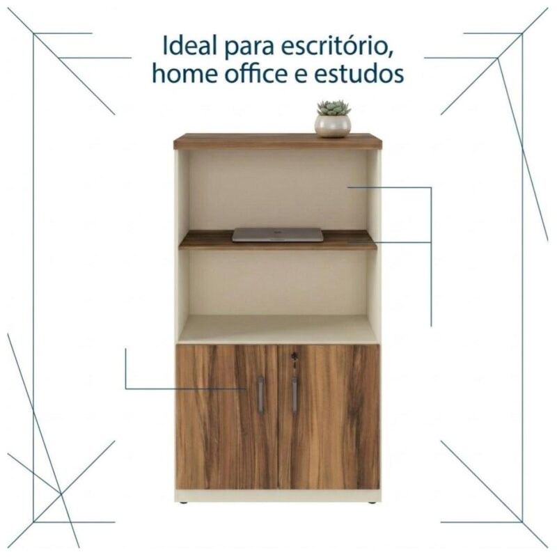 Móveis para Escritório Armário para Escritório com Chave e Prateleiras 161x80x45cm Nogal Sevilha - 34316
