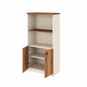 Armário para Escritório com Chave e Prateleiras 161x80x45cm Nogal Sevilha - 34316