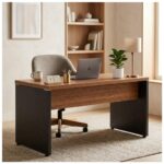 Móveis para Escritório Mesa de Escritório Executiva Reta – 1,70m x 0,70cm (Tampo 40mm) – Nogal Sevilha / Preto - 21474