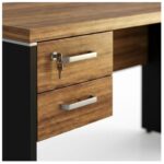 Móveis para Escritório Mesa de Escritório Executiva Reta com Gavetas – 1,70m x 0,70cm (Tampo 40mm) – Nogal Sevilha / Preto - 21475