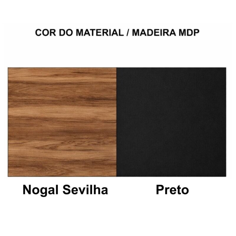 Móveis para Escritório Mesa de Escritório Executiva Reta – 1,70m x 0,70cm (Tampo 40mm) – Nogal Sevilha / Preto - 21474