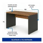 Móveis para Escritório Mesa de Escritório Executiva Reta – 1,50m x 0,60cm (Tampo 40mm) – Nogal Sevilha / Preto - 21472