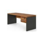 Móveis para Escritório Mesa de Escritório Executiva Reta com Gavetas – 1,50m x 0,60cm (Tampo 40mm) – Nogal Sevilha / Preto - 21473