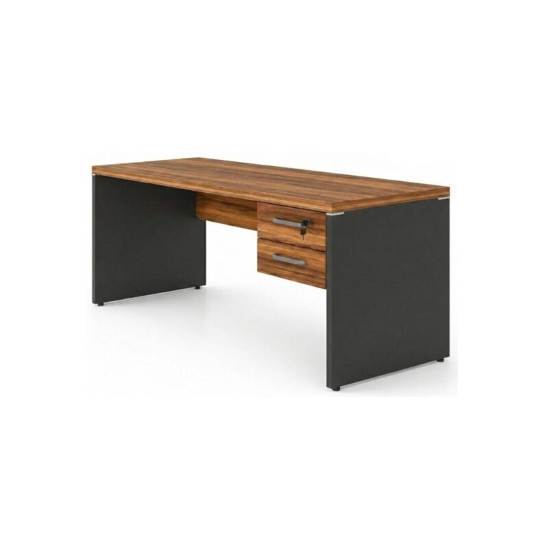 Móveis para Escritório Mesa de Escritório Executiva Reta com Gavetas – 1,50m x 0,60cm (Tampo 40mm) – Nogal Sevilha / Preto - 21473