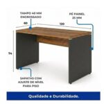 Móveis para Escritório Mesa de Escritório Executiva Reta – 1,20m x 0,60cm (Tampo 40mm) – Nogal Sevilha / Preto - 21469