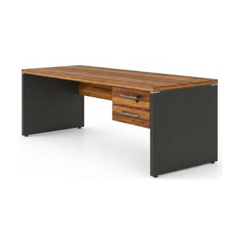 Móveis para Escritório Mesa de Escritório Executiva Reta com Gavetas – 1,70m x 0,70cm (Tampo 40mm) – Nogal Sevilha / Preto - 21475
