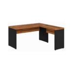 Móveis para Escritório Mesa em L (Mesa 1,50  + Mesa Auxiliar) – S/ Gavetas – (Tampo 40mm) – Nogal Sevilha / Preto - 21476