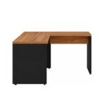 Móveis para Escritório Mesa em L (Mesa 1,50  + Mesa Auxiliar) – S/ Gavetas – (Tampo 40mm) – Nogal Sevilha / Preto - 21476