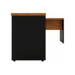 Móveis para Escritório Mesa em L (Mesa  1,50m + Mesa Auxiliar) – C/ Gavetas – WORKSTART – NOGAL SEVILHA/ Preto - 21477