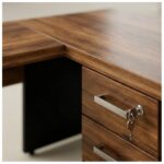 Móveis para Escritório Mesa em L (Mesa  1,50m + Mesa Auxiliar) – C/ Gavetas – WORKSTART – NOGAL SEVILHA/ Preto - 21477