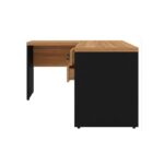 Móveis para Escritório Mesa em L (Mesa  1,50m + Mesa Auxiliar) – C/ Gavetas – WORKSTART – NOGAL SEVILHA/ Preto - 21477