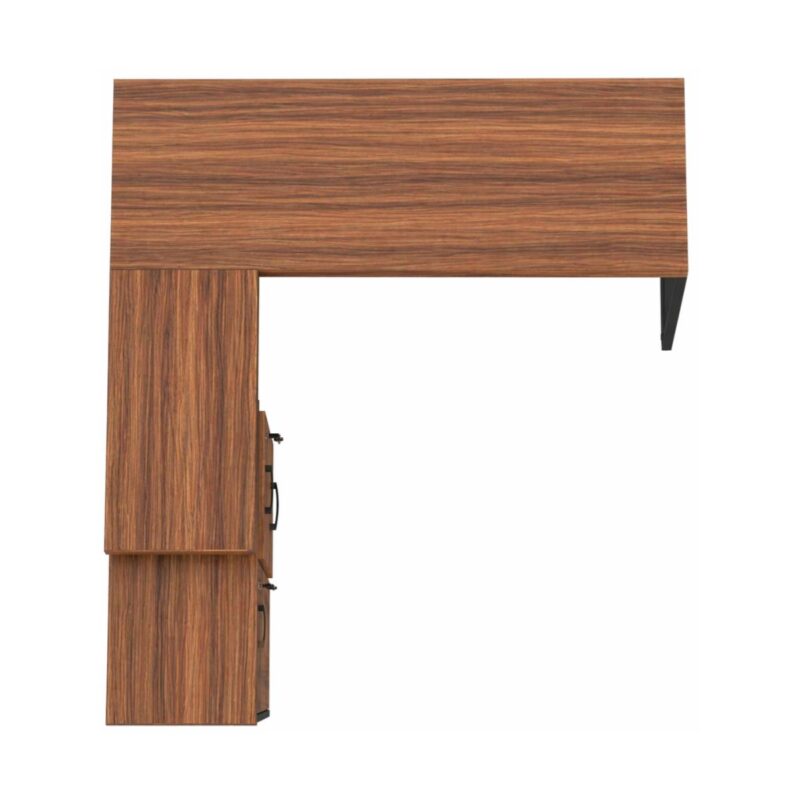 Móveis para Escritório Mesa Escritório em "L" - 1,70x1,60m (Extensível) - com Armário Misto (03 Gav.) - WORKSTART - NOGAL/SEVILHA - 20604
