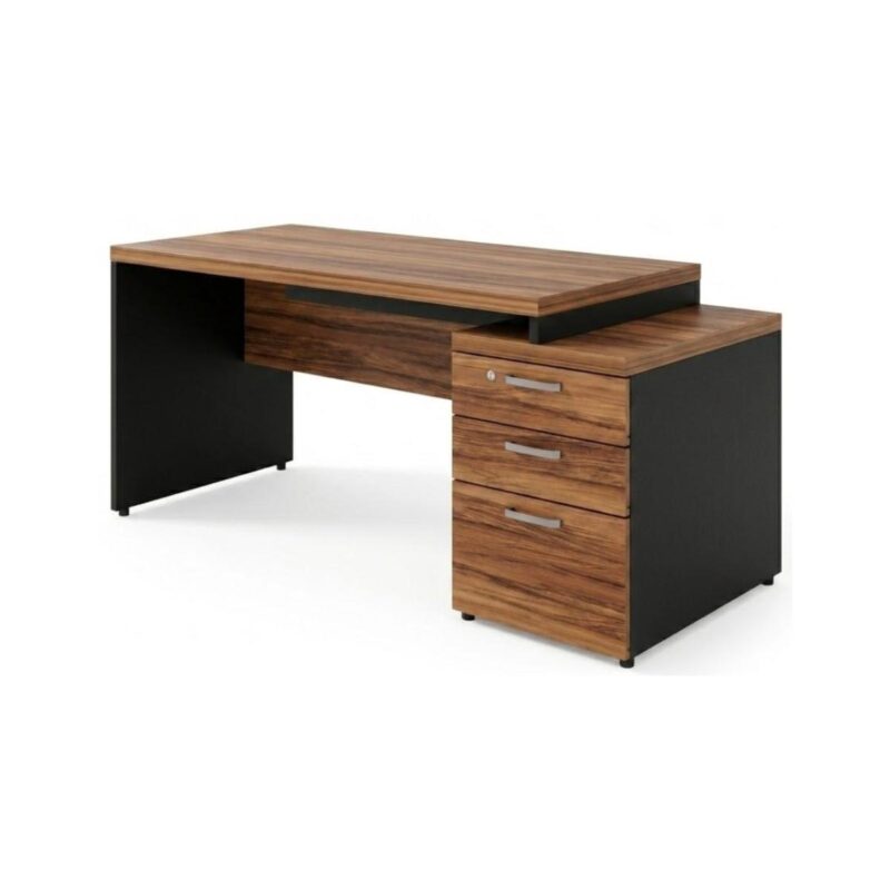Móveis para Escritório Mesa para Escritório com Gaveteiro 3 Gavetas 1,92m x 0,70cm – Escrivaninha Home Office Amadeirada – Sevilha / Preto - 21405