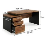 Móveis para Escritório Mesa para Escritório com Gaveteiro 3 Gavetas 1,92m x 0,70cm – Escrivaninha Home Office Amadeirada – Sevilha / Preto - 21405