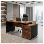 Móveis para Escritório Mesa para Escritório com Gaveteiro 3 Gavetas 1,92m x 0,70cm – Escrivaninha Home Office Amadeirada – Sevilha / Preto - 21405