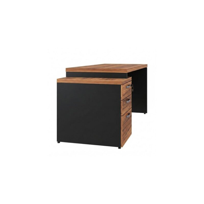 Móveis para Escritório Mesa para Escritório com Gaveteiro 3 Gavetas 1,92m x 0,70cm – Escrivaninha Home Office Amadeirada – Sevilha / Preto - 21405