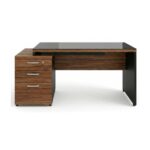 Móveis para Escritório Mesa para Escritório com Gaveteiro 3 Gavetas C/VIDRO 1,92m x 0,70cm – Escrivaninha Home Office Amadeirada – Sevilha / Preto - 21399