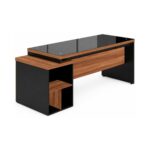 Móveis para Escritório Mesa para Escritório com Gaveteiro 3 Gavetas C/VIDRO 1,92m x 0,70cm – Escrivaninha Home Office Amadeirada – Sevilha / Preto - 21399
