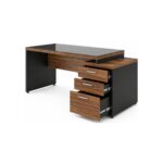 Móveis para Escritório Mesa para Escritório com Gaveteiro 3 Gavetas C/VIDRO 1,92m x 0,70cm – Escrivaninha Home Office Amadeirada – Sevilha / Preto - 21399