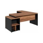 Móveis para Escritório Mesa de Escritório em L Diretor 1,92 x 1,60 Tampo 40mm com Gaveteiro – Nogal Sevilha  / Preto - 21406