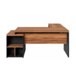 Móveis para Escritório Mesa de Escritório em L Diretor 1,92 x 1,60 Tampo 40mm com Gaveteiro – Nogal Sevilha  / Preto - 21406