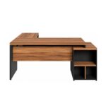Móveis para Escritório Mesa de Escritório em L Diretor 1,92 x 1,60 Tampo 40mm com Gaveteiro – Nogal Sevilha  / Preto - 21406