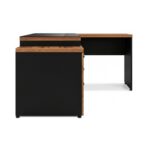 Móveis para Escritório Mesa de Escritório em L Diretor C/VIDRO 1,92 x 1,60 Tampo 40mm com Gaveteiro – Nogal Sevilha  / Preto - 21407