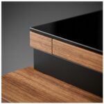 Móveis para Escritório Mesa de Escritório em L Diretor C/VIDRO 1,92 x 1,60 Tampo 40mm com Gaveteiro – Nogal Sevilha  / Preto - 21407