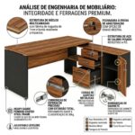 Móveis para Escritório Mesa Diretorzinha c/ Aparador - 1,90x1,50m -  NOGAL SEVILHA / PRETO - 21426