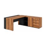 Móveis para Escritório Mesa Escritório PRESIDENTE c/ Armário Pedestal - 1,82x1,80m - WORK START - NOGAL SEVILHA/PRETO - 20602