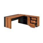 Móveis para Escritório Mesa Escritório PRESIDENTE c/ Armário Pedestal - 1,82x1,80m - WORK START - NOGAL SEVILHA/PRETO - 20602