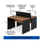 Móveis para Escritório Estação de Trabalho Dupla 1,20m Mesa de Escritório Tampo 40mm e Divisória - Nogal Sevilha / Preto - 63085