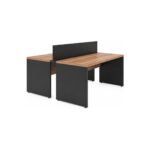 Móveis para Escritório Estação de Trabalho Dupla 1,20m Mesa de Escritório Tampo 40mm e Divisória - Nogal Sevilha / Preto - 63085