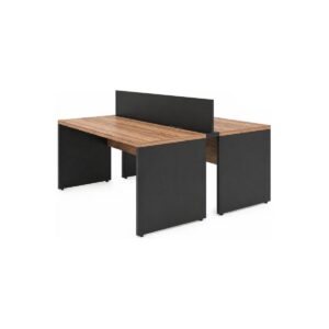 Estação de Trabalho Dupla 1,20m Mesa de Escritório Tampo 40mm e Divisória - Nogal Sevilha / Preto - 63085